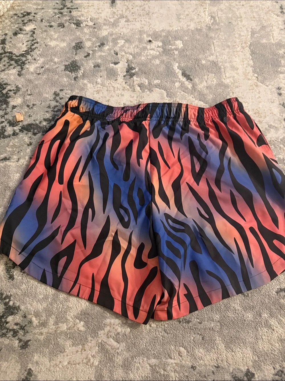 adidas Women’s Coral and Blue Zebra-Print Athletic Shorts - Picture 3 of 3